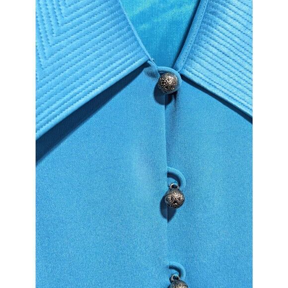 Misho Women's Robin Egg Blue Silk 2 Piece Set Jacket Skirt Suit Size 16 - Picture 3 of 10